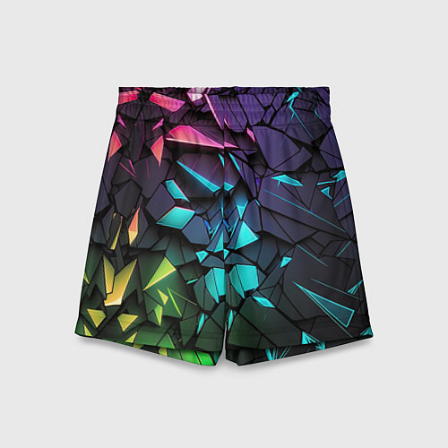 Детские шорты Неоновые абстрактные каменные плиты / 3D-принт – фото 1