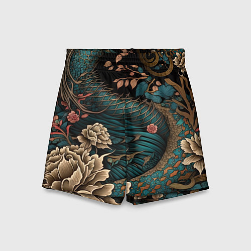 Детские шорты Японский змей Irezumi / 3D-принт – фото 1