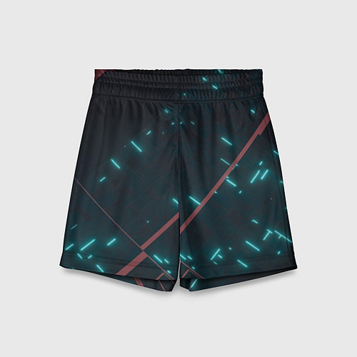 Детские шорты Неоновые линии в полной темноте / 3D-принт – фото 1