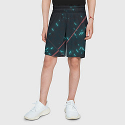 Шорты детские Неоновые линии в полной темноте, цвет: 3D-принт — фото 2