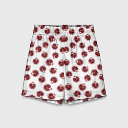 Шорты детские Гранаты на белом - паттерн, цвет: 3D-принт