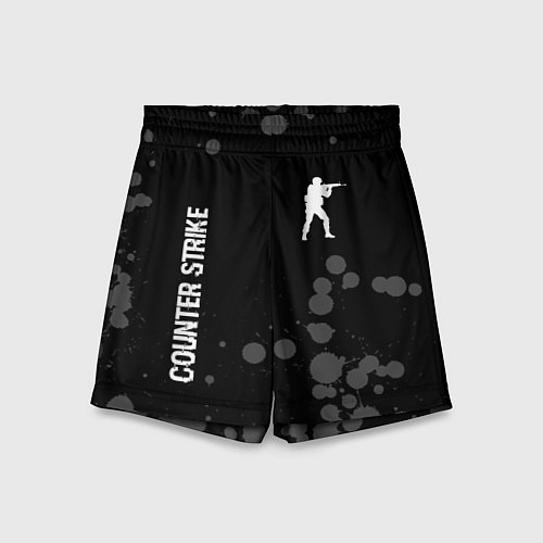 Детские шорты Counter Strike glitch на темном фоне: надпись, сим / 3D-принт – фото 1