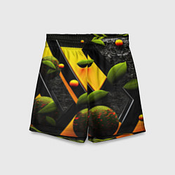Шорты детские Объемные зеленые листья, цвет: 3D-принт