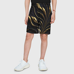 Шорты детские Золотой орнамент на черном, цвет: 3D-принт — фото 2