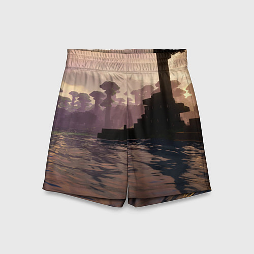 Детские шорты Minecraft - река в лесу / 3D-принт – фото 1