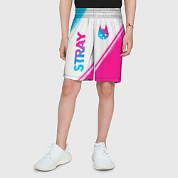 Шорты детские Stray neon gradient style: надпись, символ, цвет: 3D-принт — фото 2
