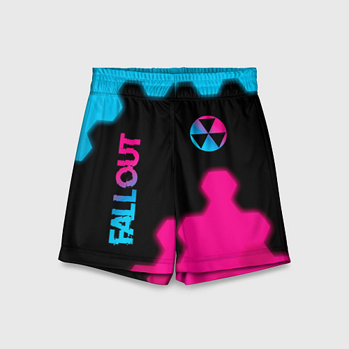 Детские шорты Fallout - neon gradient: надпись, символ / 3D-принт – фото 1