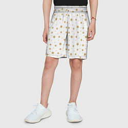 Шорты детские Бежевые звездочки на белом фоне, цвет: 3D-принт — фото 2