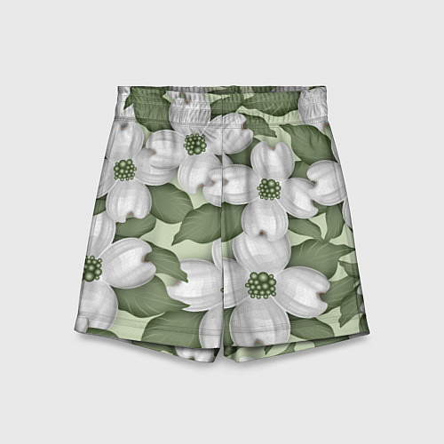 Детские шорты Белые цветочкм / 3D-принт – фото 1