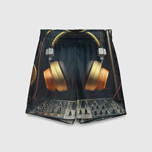 Детские шорты Золотые наушники / 3D-принт – фото 1