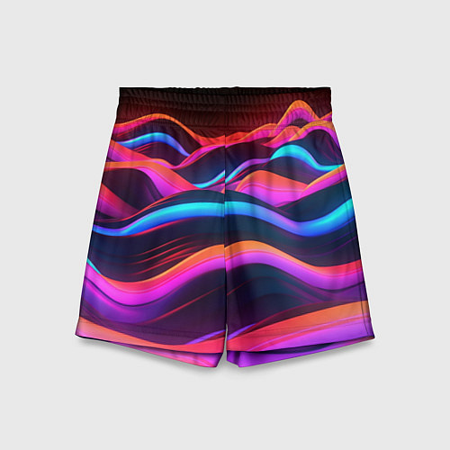 Детские шорты Неоновые фиолетовые волны / 3D-принт – фото 1