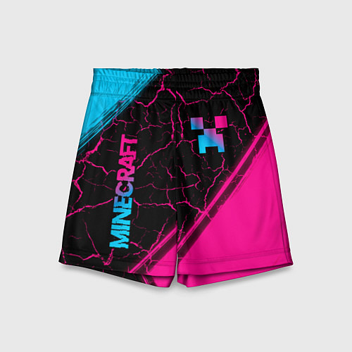 Детские шорты Minecraft - neon gradient: надпись, символ / 3D-принт – фото 1
