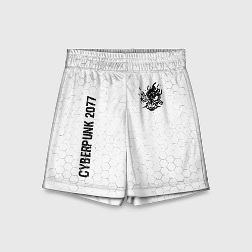 Детские шорты Cyberpunk 2077 glitch на светлом фоне: надпись, си / 3D-принт – фото 1