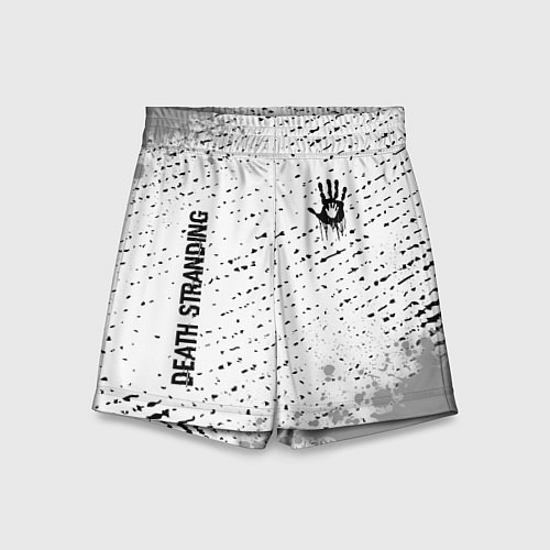 Детские шорты Death Stranding glitch на светлом фоне: надпись, с / 3D-принт – фото 1
