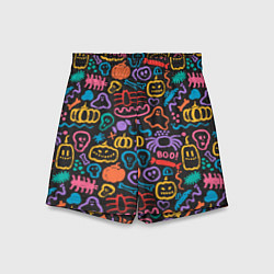 Шорты детские Halloween colorful pumpkins, ghosts, spiders, цвет: 3D-принт