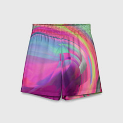 Шорты детские Неоновая геометрическая абстракция, цвет: 3D-принт