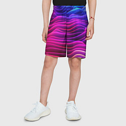 Шорты детские Синие фиолетовые волны, цвет: 3D-принт — фото 2