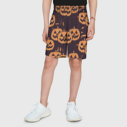Шорты детские Фонарь джек в грандж стиле halloween тыква cartoon, цвет: 3D-принт — фото 2