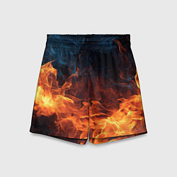 Шорты детские Fire black background, цвет: 3D-принт