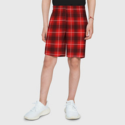 Шорты детские Шотландка красно-чёрный, цвет: 3D-принт — фото 2