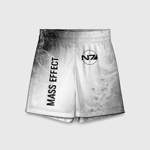 Детские шорты Mass Effect glitch на светлом фоне: надпись, симво / 3D-принт – фото 1