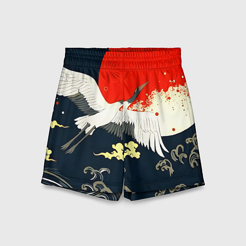 Детские шорты Кимоно с японскими журавлями / 3D-принт – фото 1