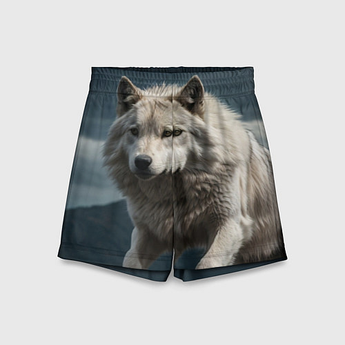 Детские шорты Белый волк вожак стаи / 3D-принт – фото 1