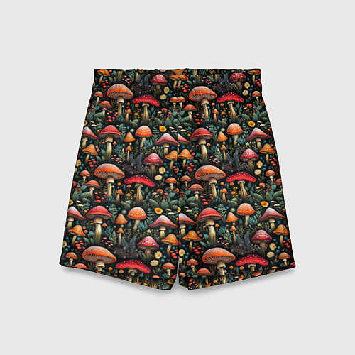 Детские шорты Сказочные грибы мухоморы паттерн / 3D-принт – фото 1