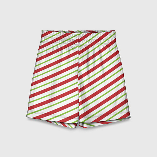 Детские шорты Рождественский паттерн красно зеленые полосы / 3D-принт – фото 1