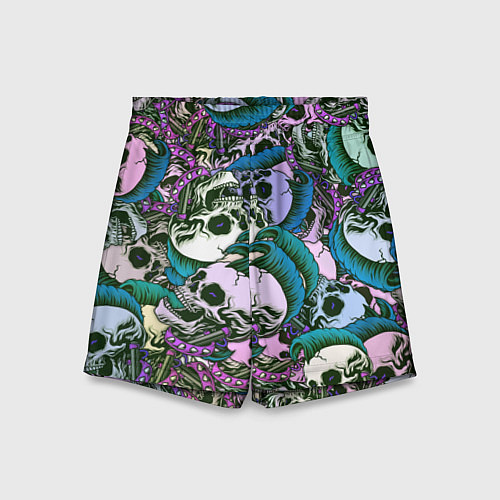 Детские шорты Череп панк паттерн / 3D-принт – фото 1