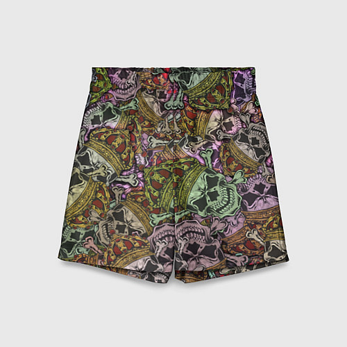 Детские шорты Череп с короной паттерн / 3D-принт – фото 1