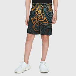 Шорты детские Абстрактный узор в викингском стиле, цвет: 3D-принт — фото 2