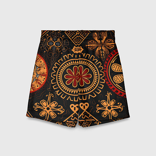 Детские шорты Орнамент в славянском стиле на тёмном фоне / 3D-принт – фото 1