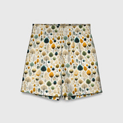 Шорты детские Паттерн разные деревья и кустарники, цвет: 3D-принт