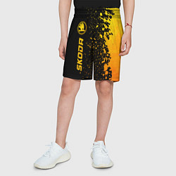 Шорты детские Skoda - gold gradient по-вертикали, цвет: 3D-принт — фото 2