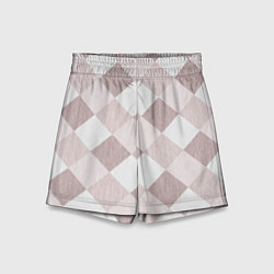 Шорты детские Геометрический светло коричневый узор квадраты, цвет: 3D-принт