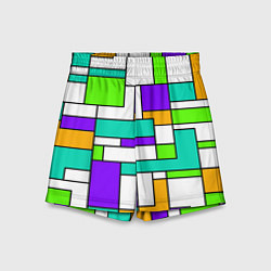 Детские шорты Геометрический зелёно-фиолетовый