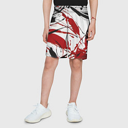 Шорты детские Чёрные и красные брызги на белом фоне, цвет: 3D-принт — фото 2
