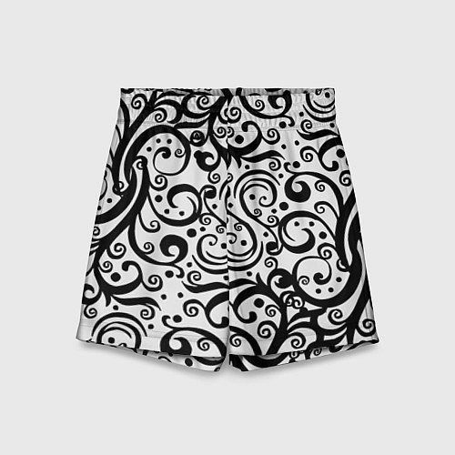 Детские шорты Чёрный кружевной узор / 3D-принт – фото 1