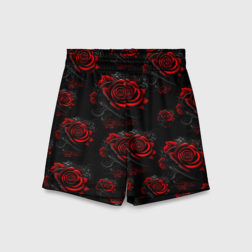 Детские шорты Красные розы цветы / 3D-принт – фото 1