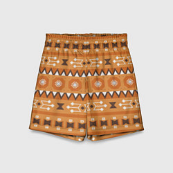 Шорты детские Brown tribal geometric, цвет: 3D-принт