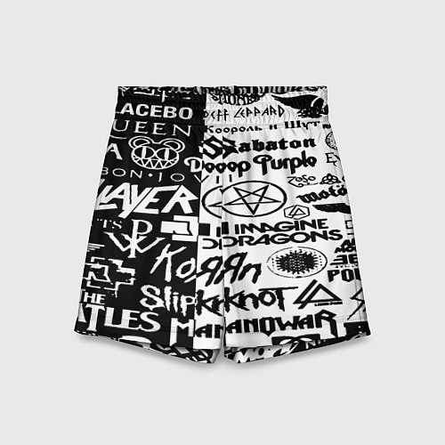 Детские шорты Логотипы лучших групп черно белый / 3D-принт – фото 1