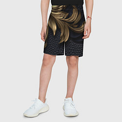 Шорты детские Золотые узоры в виде листьев, цвет: 3D-принт — фото 2