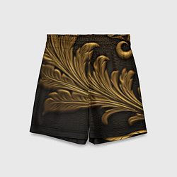 Шорты детские Золотые узоры листья объемные, цвет: 3D-принт
