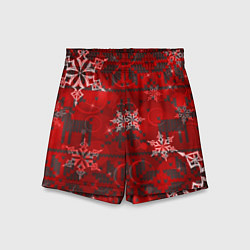 Шорты детские Рождественские узоры снежинки, цвет: 3D-принт