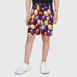Шорты детские Красные и фиолетовые пасхальные яйца, цвет: 3D-принт — фото 2