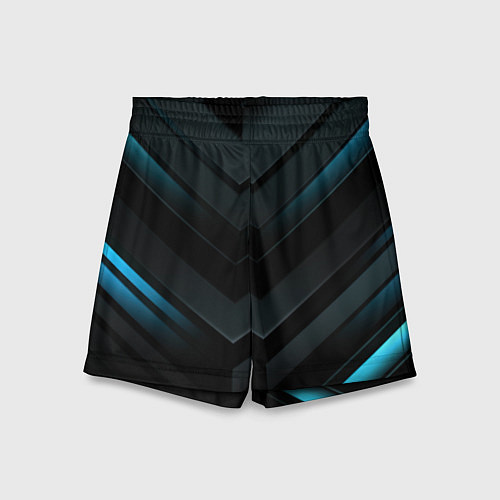 Детские шорты Синее неоновое свечение геометрическая темная абст / 3D-принт – фото 1