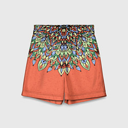 Шорты детские Мандала коралловый, цвет: 3D-принт