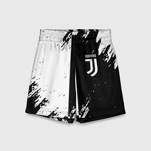 Детские шорты Juventus краски чёрнобелые / 3D-принт – фото 1