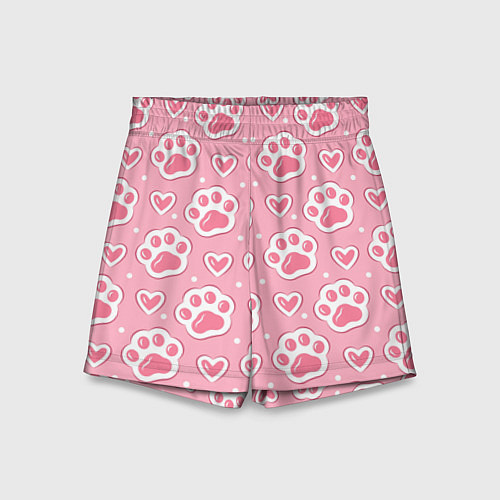 Детские шорты Кошачьи лапки и сердечки / 3D-принт – фото 1